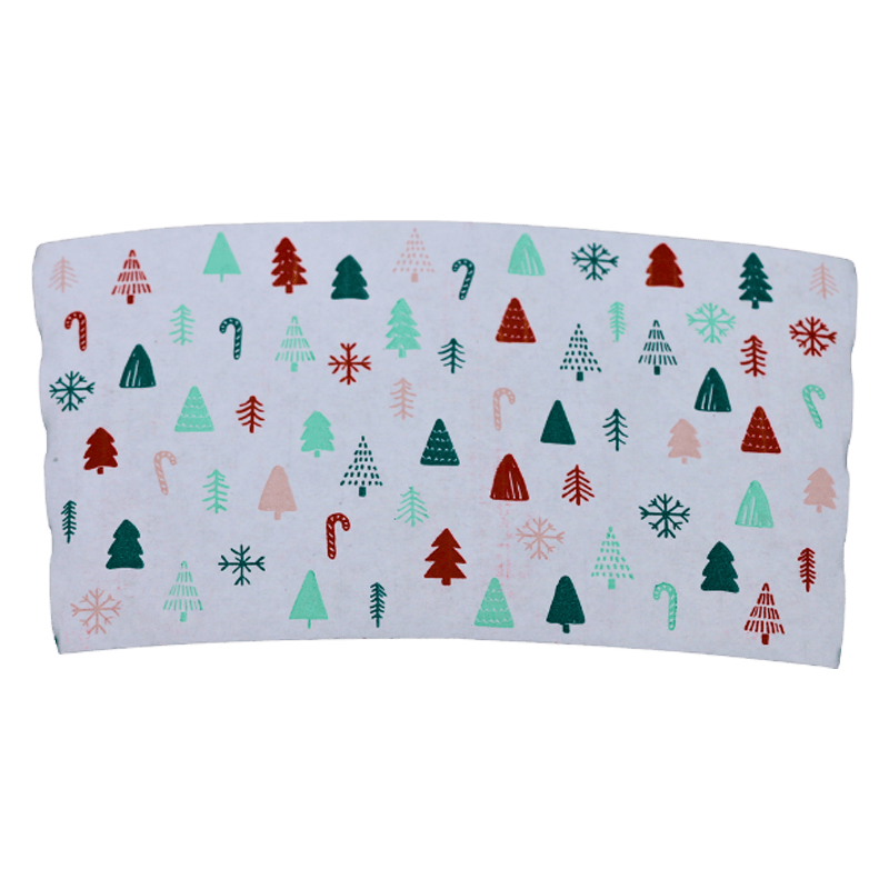 クリスマスツリープリント紙コーヒーカップスリーブ